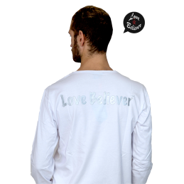 LOVE BELIEVER™ T-Shirt Bianca "Sea Salt Ice Cream" Uomo Japanese Style - Long Sleeves