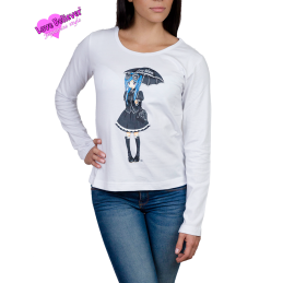 LOVE BELIEVER™ T-Shirt Bianca "Gothic Lolita" Donna Japanese Style - Long Sleeves