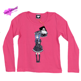 LOVE BELIEVER™ T-Shirt Fucsia "Gothic Lolita" Donna Japanese Style - Long Sleeves