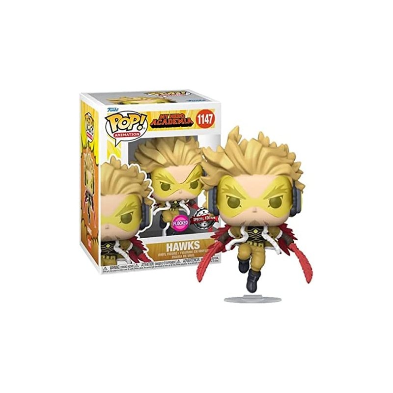 Funko POP Animation: My Hero Academia Hawks (Flocked) Limited Edition 1147 Figure, 10cm