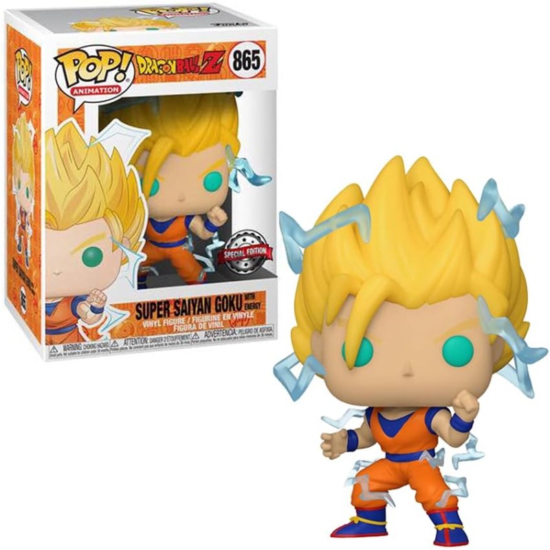 Funko Pop Animation: Dragon Ball Z - Super Sayian Goku with Energy Figure 865, 10cm