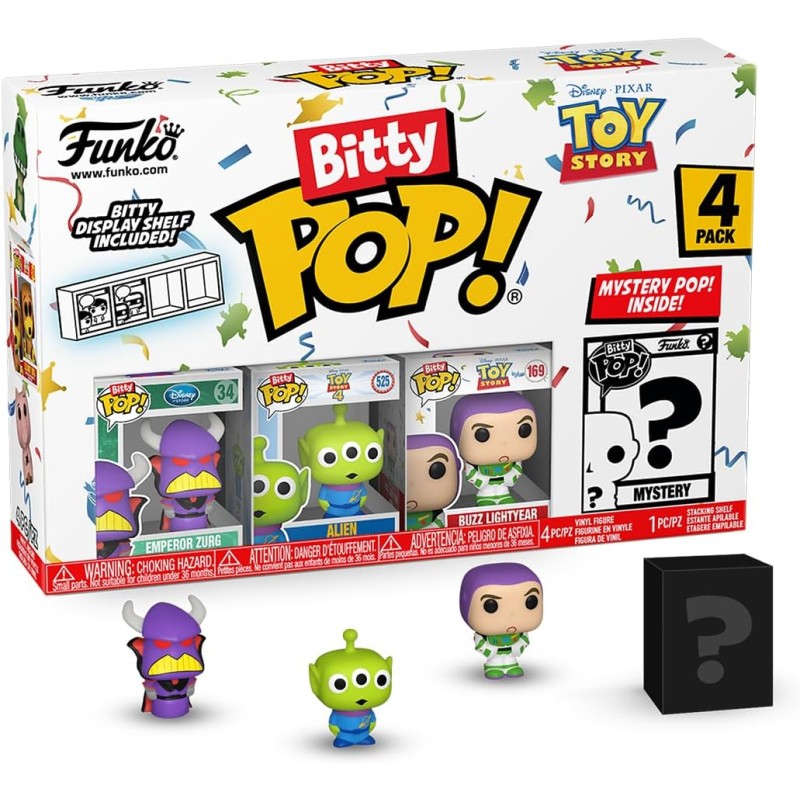 Funko Bitty Pop! Toy Story 4PK - Zurg, Alien, Buzz Lightyear + 1 Mini Figure Misteriosa a Sorpresa, 2.2 Cm